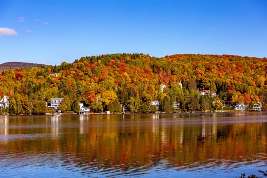 view of the Lac-Superieur, in Laurentides, Mont-tremblant, Quebec, Canada