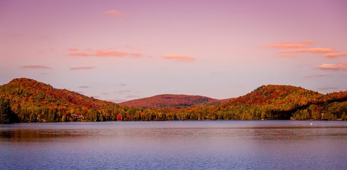 view of the Lac-Superieur, in Laurentides, Mont-tremblant, Quebec, Canada