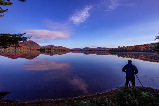 view of the Lac-Superieur, in Laurentides, Mont-tremblant, Quebec, Canada