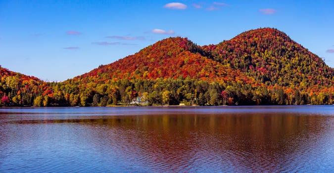 view of the Lac-Superieur, in Laurentides, Mont-tremblant, Quebec, Canada