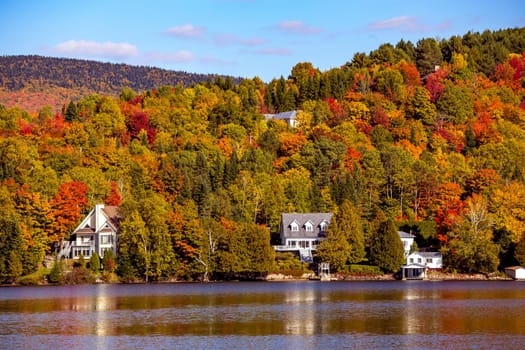 view of the Lac-Superieur, in Laurentides, Mont-tremblant, Quebec, Canada