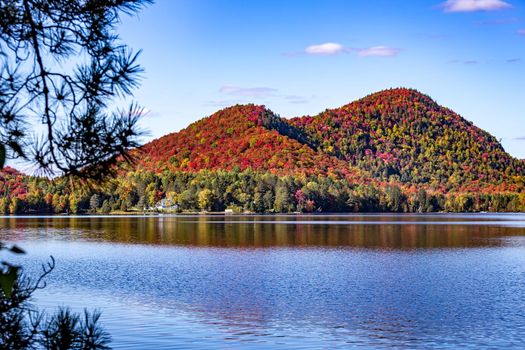 view of the Lac-Superieur, in Laurentides, Mont-tremblant, Quebec, Canada