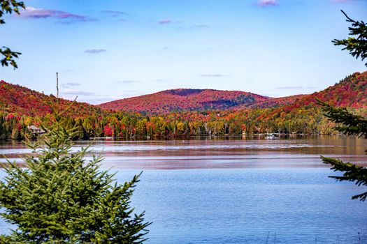 view of the Lac-Superieur, in Laurentides, Mont-tremblant, Quebec, Canada