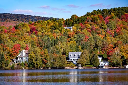 view of the Lac-Superieur, in Laurentides, Mont-tremblant, Quebec, Canada