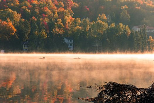 view of the Lac-Superieur, in Laurentides, Mont-tremblant, Quebec, Canada