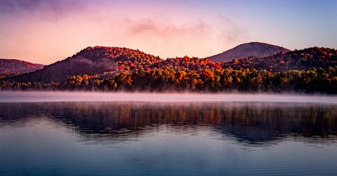 view of the Lac-Superieur, in Laurentides, Mont-tremblant, Quebec, Canada