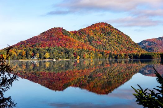 view of the Lac-Superieur, in Laurentides, Mont-tremblant, Quebec, Canada