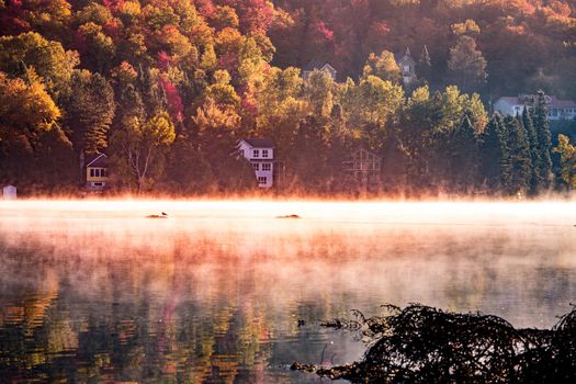 view of the Lac-Superieur, in Laurentides, Mont-tremblant, Quebec, Canada