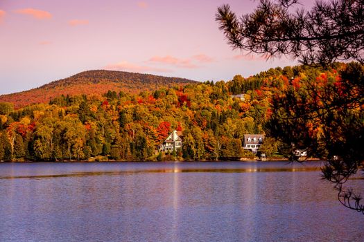 view of the Lac-Superieur, in Laurentides, Mont-tremblant, Quebec, Canada