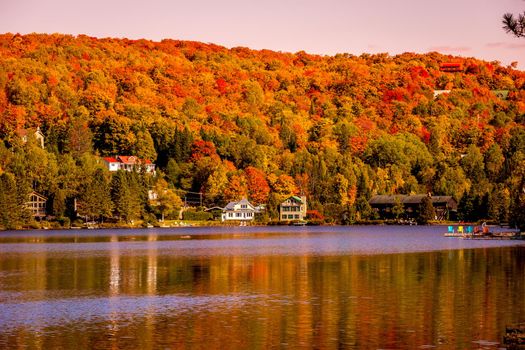 view of the Lac-Superieur, in Laurentides, Mont-tremblant, Quebec, Canada