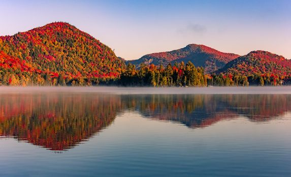 view of the Lac-Superieur, in Laurentides, Mont-tremblant, Quebec, Canada