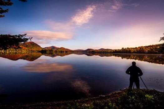 view of the Lac-Superieur, in Laurentides, Mont-tremblant, Quebec, Canada