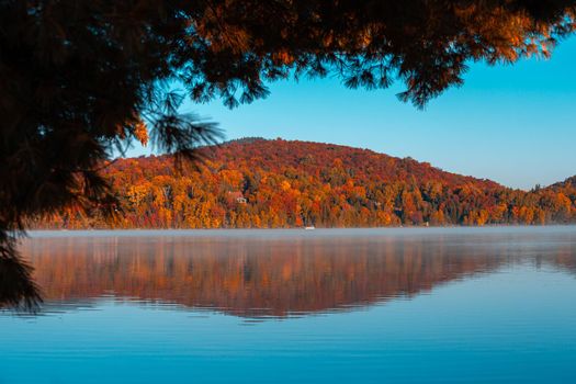 view of the Lac-Superieur, in Laurentides, Mont-tremblant, Quebec, Canada