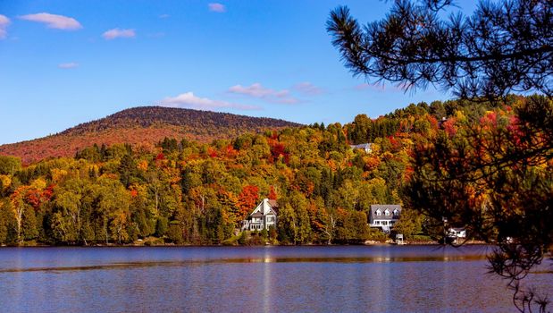 view of the Lac-Superieur, in Laurentides, Mont-tremblant, Quebec, Canada