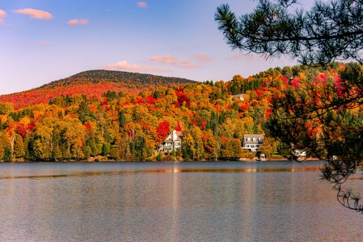 view of the Lac-Superieur, in Laurentides, Mont-tremblant, Quebec, Canada