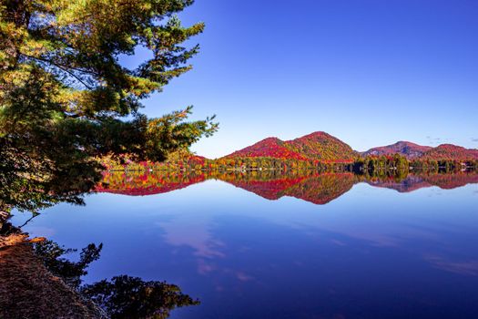 view of the Lac-Superieur, in Laurentides, Mont-tremblant, Quebec, Canada