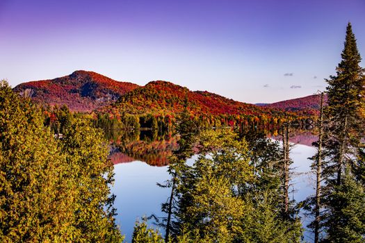 view of the Lac-Superieur, in Laurentides, Mont-tremblant, Quebec, Canada