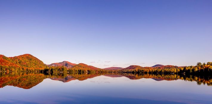 view of the Lac-Superieur, in Laurentides, Mont-tremblant, Quebec, Canada