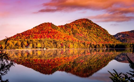 view of the Lac-Superieur, in Laurentides, Mont-tremblant, Quebec, Canada