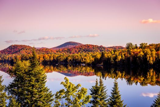 view of the Lac-Superieur, in Laurentides, Mont-tremblant, Quebec, Canada