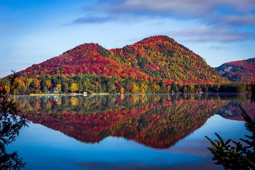 view of the Lac-Superieur, in Laurentides, Mont-tremblant, Quebec, Canada