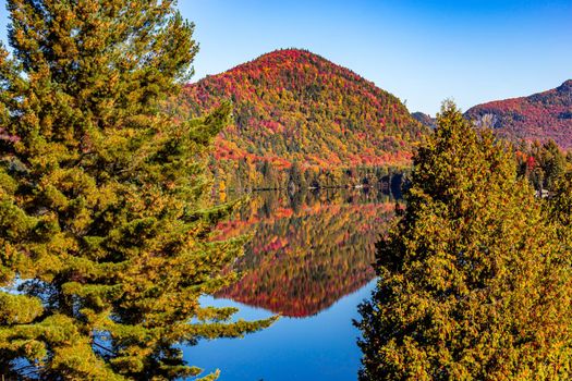 view of the Lac-Superieur, in Laurentides, Mont-tremblant, Quebec, Canada