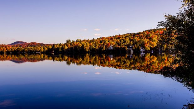 view of the Lac-Superieur, in Laurentides, Mont-tremblant, Quebec, Canada