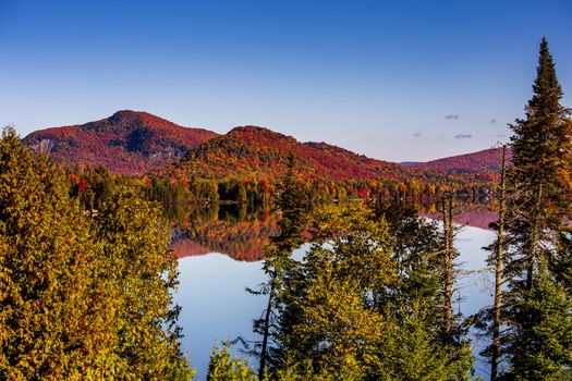 view of the Lac-Superieur, in Laurentides, Mont-tremblant, Quebec, Canada