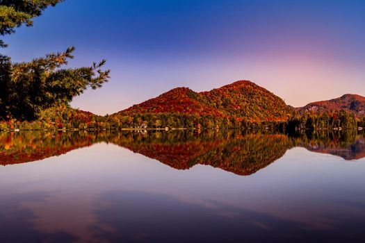 view of the Lac-Superieur, in Laurentides, Mont-tremblant, Quebec, Canada