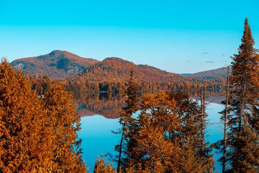 view of the Lac-Superieur, in Laurentides, Mont-tremblant, Quebec, Canada