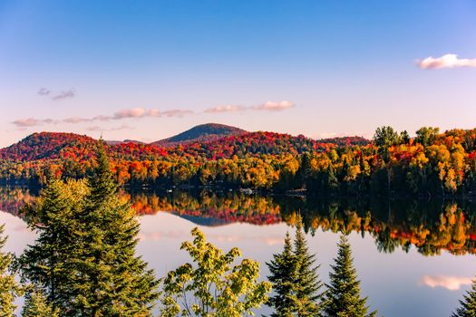 view of the Lac-Superieur, in Laurentides, Mont-tremblant, Quebec, Canada