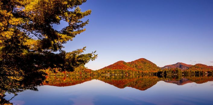 view of the Lac-Superieur, in Laurentides, Mont-tremblant, Quebec, Canada