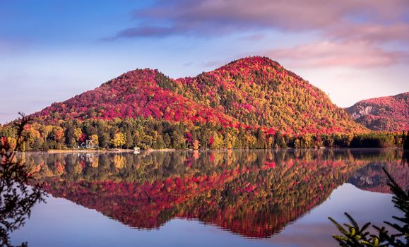 view of the Lac-Superieur, in Laurentides, Mont-tremblant, Quebec, Canada