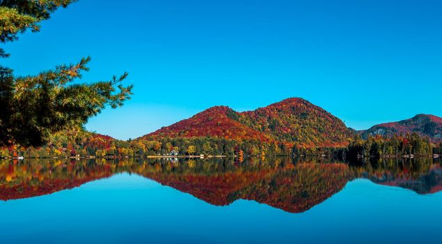 view of the Lac-Superieur, in Laurentides, Mont-tremblant, Quebec, Canada