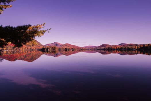 view of the Lac-Superieur, in Laurentides, Mont-tremblant, Quebec, Canada