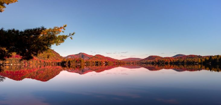 view of the Lac-Superieur, in Laurentides, Mont-tremblant, Quebec, Canada