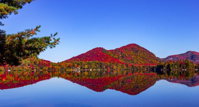 view of the Lac-Superieur, in Laurentides, Mont-tremblant, Quebec, Canada