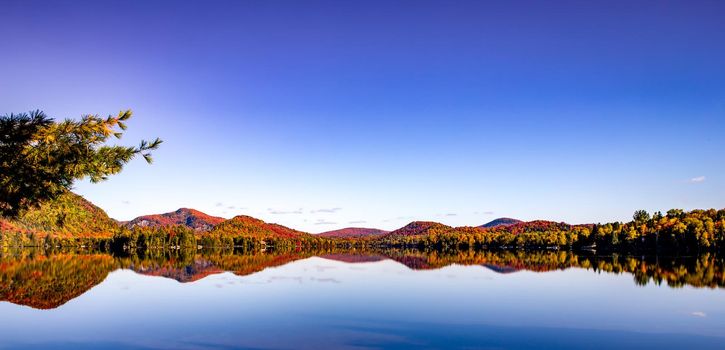 view of the Lac-Superieur, in Laurentides, Mont-tremblant, Quebec, Canada