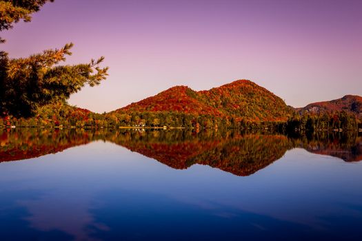 view of the Lac-Superieur, in Laurentides, Mont-tremblant, Quebec, Canada