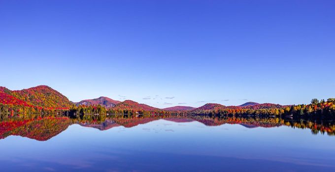 view of the Lac-Superieur, in Laurentides, Mont-tremblant, Quebec, Canada