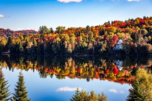 view of the Lac-Superieur, in Laurentides, Mont-tremblant, Quebec, Canada