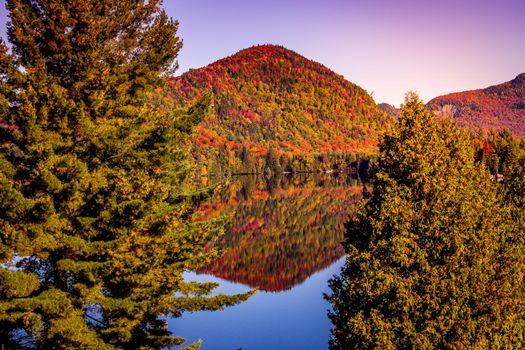 view of the Lac-Superieur, in Laurentides, Mont-tremblant, Quebec, Canada