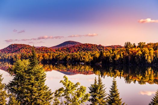 view of the Lac-Superieur, in Laurentides, Mont-tremblant, Quebec, Canada