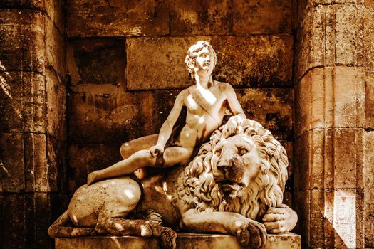 COMPIEGNE, FRANCE, AUGUST 13, 2016 : statue in gardens of chateau de Compiegne, august 13, 2016 in Compiegne, Oise, France