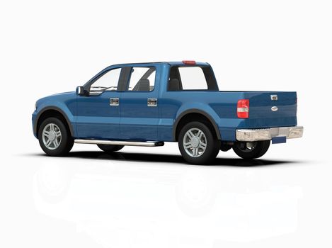 Generic and Brandless Pickup Truck with Enclosed Cabin Isolated on White 3d Illustration, Contemporary Light-Duty Truck Studio, Utility Vehicle Ute Auto Transport, Pickup Open Cargo Area Vehicle Sign
