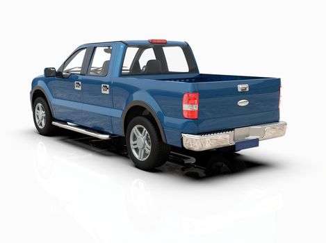 Generic and Brandless Pickup Truck with Enclosed Cabin Isolated on White 3d Illustration, Contemporary Light-Duty Truck Studio, Utility Vehicle Ute Auto Transport, Pickup Open Cargo Area Vehicle Sign