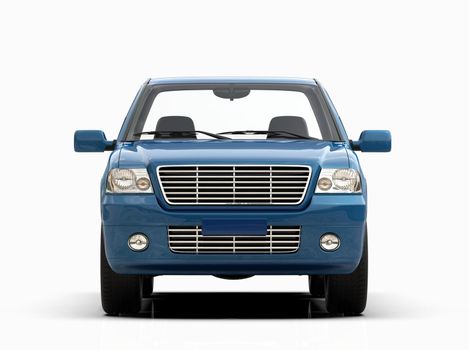 Generic and Brandless Pickup Truck with Enclosed Cabin Isolated on White 3d Illustration, Contemporary Light-Duty Truck Studio, Utility Vehicle Ute Auto Transport, Pickup Open Cargo Area Vehicle Sign