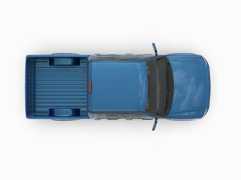 Generic and Brandless Pickup Truck with Enclosed Cabin Isolated on White 3d Illustration, Contemporary Light-Duty Truck Studio, Utility Vehicle Ute Auto Transport, Pickup Open Cargo Area Vehicle Sign