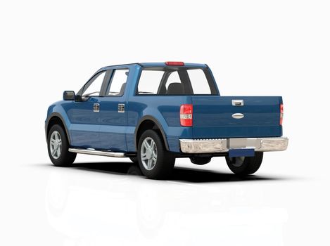 Generic and Brandless Pickup Truck with Enclosed Cabin Isolated on White 3d Illustration, Contemporary Light-Duty Truck Studio, Utility Vehicle Ute Auto Transport, Pickup Open Cargo Area Vehicle Sign