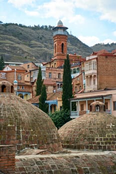 Popular city landmark in Tbilisi. Ancient underground complex of sulfur baths.
